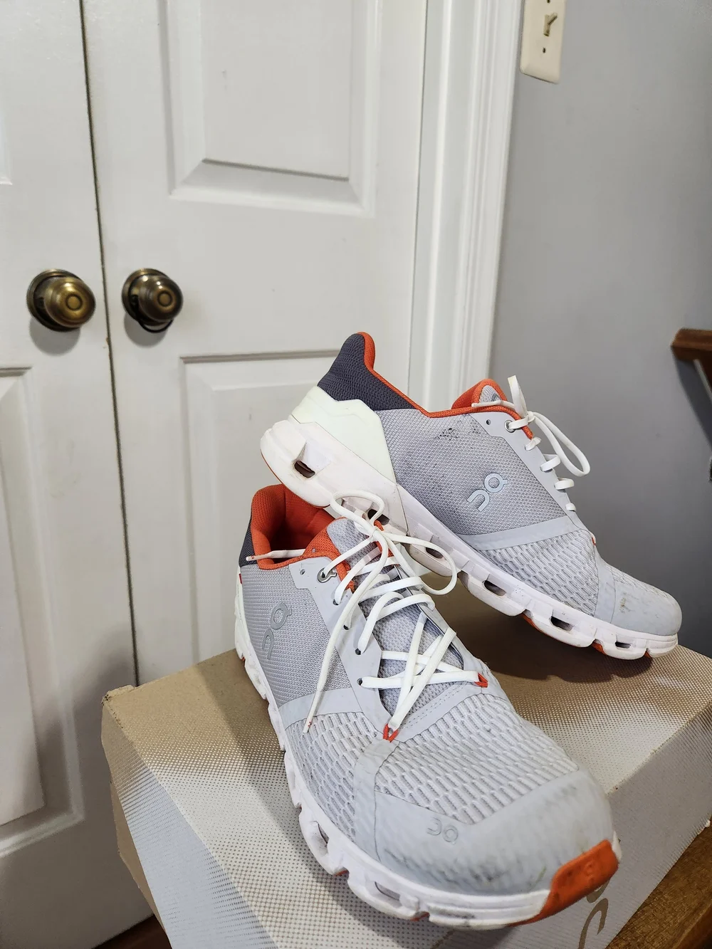 On Running Men’s White and Orange Cloudswift Running Shoes